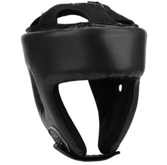 Boksen Helm Voor Mannen Pu Lederen Verstelbare Boksen Hoofd Gear Half-Pack Ponsen Hoofd Guard Sanda Helm Boksen Hoofd bescherming zwart / M
