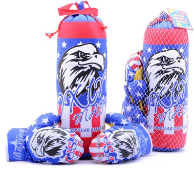 bokszak Sports Active met handschoenen blauw/rood