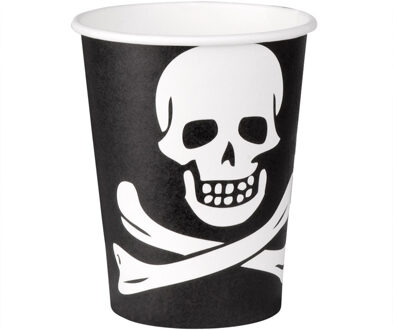 Boland 10x Papieren feestbekers piraten - verjaardag/thema feest - 200 ml Zwart