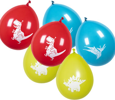 Boland 12x dino ballonnen - ca. 25 cm - Feestversiering en decoraties - Ballonnen Multikleur