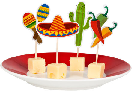 Boland 12x Mexicaanse cocktail prikkers fiesta 9 cm - cocktailprikkers / prikkertjes