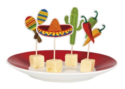 Boland 12x Mexicaanse cocktail prikkers fiesta 9 cm Multi