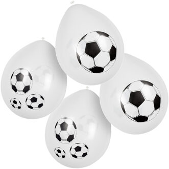 Boland 12x Voetbal ballonnen - ca. 25 cm - Feestversiering en decoraties - Ballonnen Wit