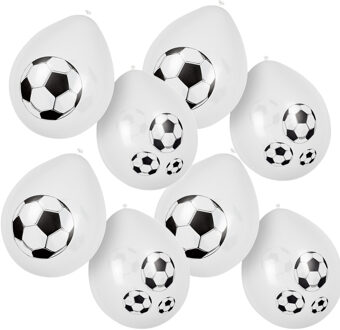 Boland 18x Voetbal ballonnen - ca. 25 cm - Feestversiering en decoraties - Ballonnen Wit