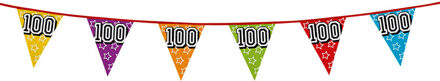 Boland 1x stuks vlaggenlijnen glitters 100 jaar thema feestartikelen