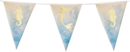 Boland 1x Zeemeermin/oceaan themafeest folie vlaggenlijnen goud 4 meter