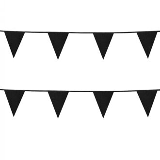 Boland 2x Stuks Boland Kartonnen glittervlaggenlijn - 6m - Zwart met glitter - Universeel Thema