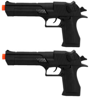 Boland 2x stuks verkleed speelgoed Politie accessoires/wapen pistool 21 cm - Verkleedattributen Zwart