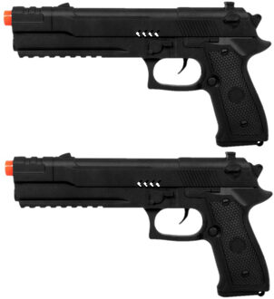 Boland 2x stuks verkleed speelgoed Politie accessoires/wapen pistool 27 cm - Verkleedattributen Zwart