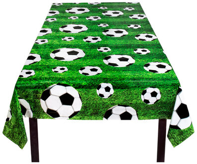 Boland 2x Tafelkleed/tafellaken voetbal thema plastic 120 x 180 cm