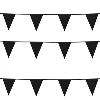 Boland 3x Stuks Boland Kartonnen glittervlaggenlijn - 6m - Zwart met glitter - Universeel Thema