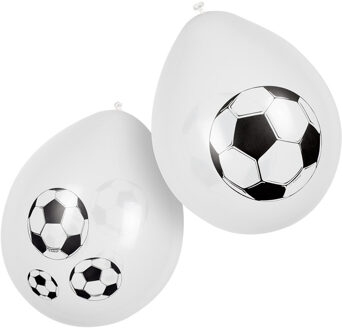 Boland 6x Voetbal ballonnen - ca. 25 cm - Feestversiering en decoraties Wit