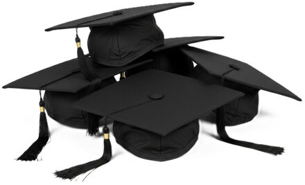 Boland Afstudeer hoed/muts geslaagd - 8x - zwart - voor volwassenen - Examen diploma