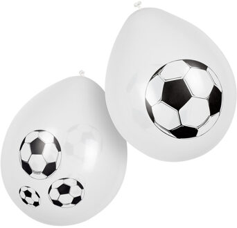 Boland ballonnen voetbal 6 stuks zwart/wit