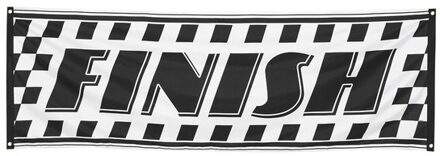 Boland Banner finish - 74 x 220 cm - zwart/wit - polyester - racevlag - formule 1