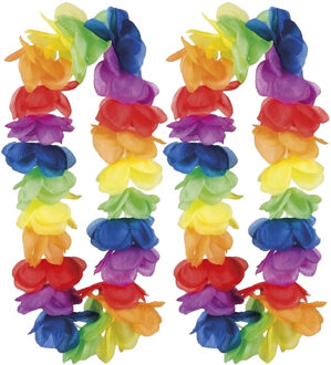 Boland Bloemenslinger/hawaiikrans - 4x - met grote bloemen - tropische kleuren