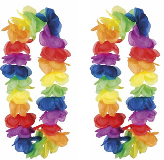 Boland Bloemenslinger/hawaiikrans - 4x - met grote bloemen - tropische kleuren