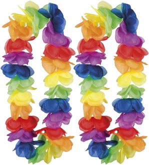 Boland Bloemenslinger/hawaiikrans - 8x - met grote bloemen - tropische kleuren