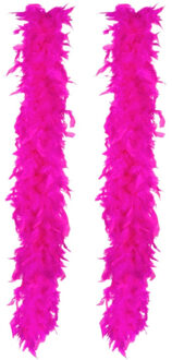 Boland Boa - 2x - donkerroze - 180 cm - 75 g - brandvertragend - veren - carnaval - verkleden