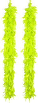 Boland Boa kerstslingers met veren - 2x st- neon groen - 180 cm - 50 gram - kerstversiering