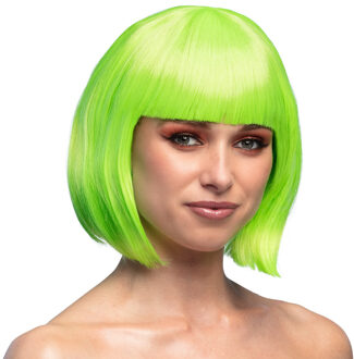 Boland Boblijn pruik - neon groen - dames - verkleden - verkleedpruik - carnaval Fluor groen