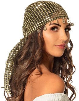 Boland Buikdanseres accessoires - goud/zwart - hoofddoek/bandana - carnaval - 1001 nachten