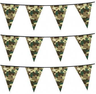 Boland Camouflage vlaggenlijn - 4x - 6 meter - kunststof - leger thema - vlaggetjes