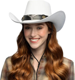 Boland Carnaval Cowboy hoed Wyatt - wit- volwassenen - Western - themafeest