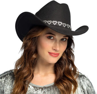 Boland Carnaval Cowboy verkleed hoed Jamie - zwart - volwassenen - Western