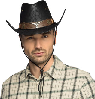 Boland Carnaval Cowboy verkleed hoed Wyatt deluxe - zwart - volwassenen - Western