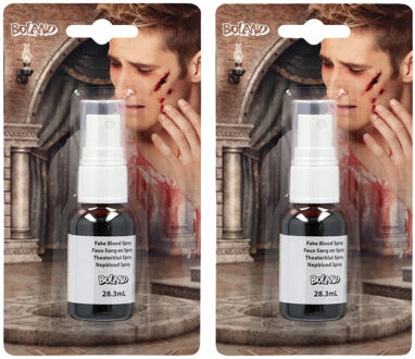 Boland Carnaval/Halloween nepbloed - 2x - spray - 28 ml - griezel/thema feesten
