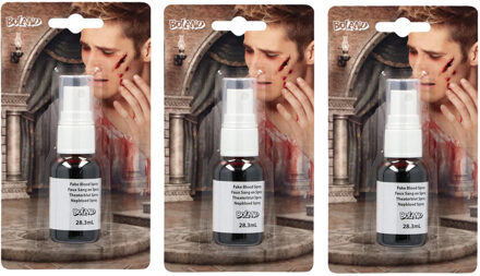 Boland Carnaval/Halloween nepbloed - 3x - spray - 28 ml - griezel/thema feesten