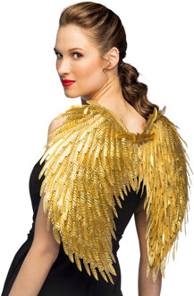Boland Carnaval/halloween verkleed engelen Glam vleugels - goud - 55 cm - dames