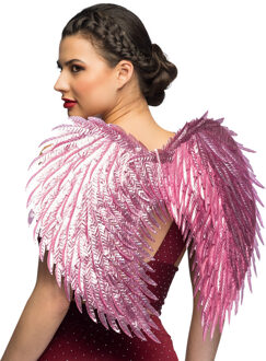Boland Carnaval/halloween verkleed engelen Glam vleugels - roze - 55 cm - dames