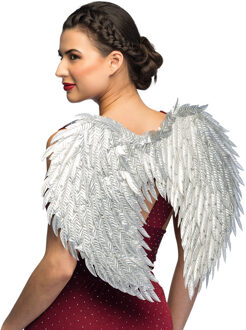 Boland Carnaval/halloween verkleed engelen Glam vleugels - zilver - 55 cm - dames