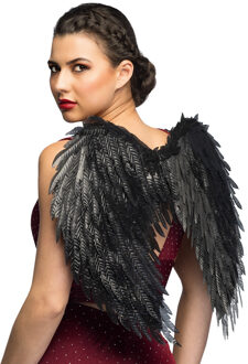 Boland Carnaval/halloween verkleed engelen Glam vleugels - zwart - 55 cm - dames