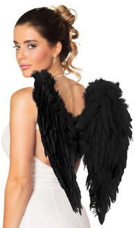 Boland Carnaval/Halloween verkleed engelen vleugels - zwart - 50 cm - dames