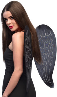 Boland Carnaval/halloween verkleed engelen vleugels - zwart - 65 cm - dames - Dark Angel