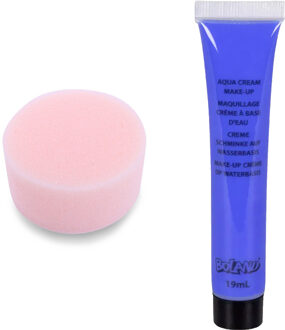 Boland Carnaval schmink - Blauw - met grimeer sponsje - Gezicht/lichaam - 19 ml - kind/volwassenen