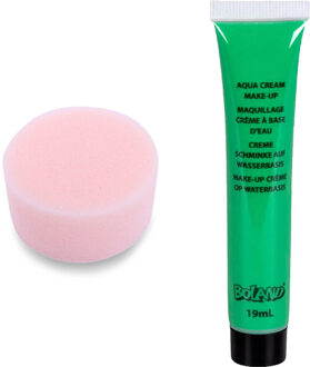 Boland Carnaval schmink - Groen - met grimeer sponsje - Gezicht/lichaam - 19 ml - kind/volwassenen