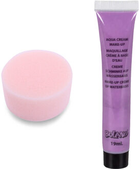 Boland Carnaval schmink - Paars - met grimeer sponsje - Gezicht/lichaam - 19 ml - kind/volwassenen