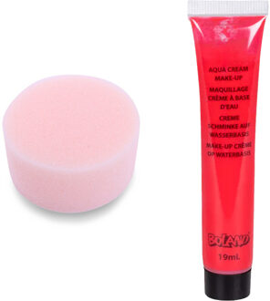 Boland Carnaval schmink - Rood - met grimeer sponsje - Gezicht/lichaam - 19 ml - kind/volwassenen