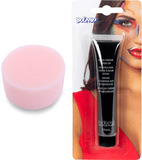 Boland Carnaval schmink - Zwart - met grimeer sponsje - Gezicht/lichaam - 19 ml - kind/volwassenen
