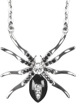 Boland Carnaval/verkleed accessoires Heksen/halloween sieraden - ketting met Spin - zilver - kunststof