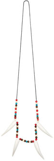 Boland Carnaval/verkleed accessoires Indianen sieraden - kralen/tanden ketting - kunststof Multi