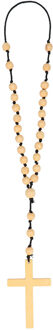 Boland Carnaval/verkleed accessoires Non/priester/dominee/monnik - ketting met kruis - kralen - kunststof Beige
