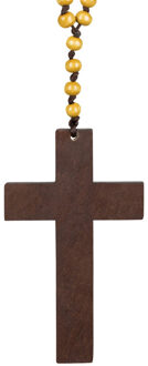 Boland Carnaval/verkleed accessoires Non/priester/dominee/monnik - ketting met kruis - kralen - kunststof Bruin