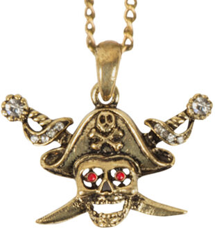Boland Carnaval/verkleed accessoires Piraten/halloween sieraden - ketting schedel/zwaarden - kunststof