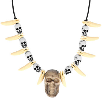 Boland Carnaval verkleed accessoires Piraten sieraden - ketting met tanden/schedels - kunststof Multi