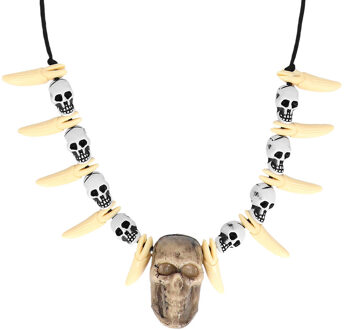 Boland Carnaval verkleed accessoires Piraten sieraden - ketting met tanden/schedels - kunststof